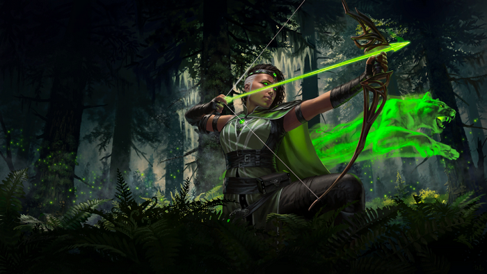Archer with spirit panther from Magic: The Gathering