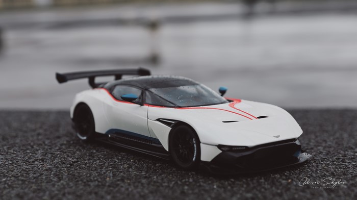 Aston Martin Vulcan race car on wet asphalt