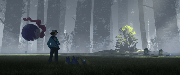 Pokemon White and Black Misty Forest Scene