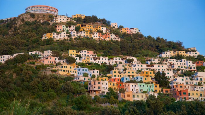 Colorful houses on a hillside in San Nicola Arcella, Calabria, Italy