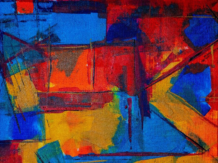 Abstract painting with bold colors and textures
