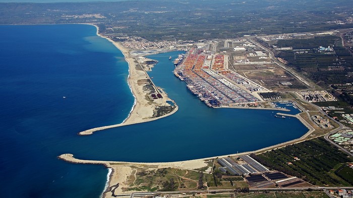 Aerial view of Gioia Tauro port in Calabria, Italy