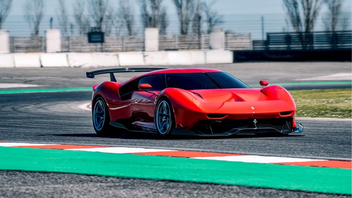 Ferrari P80/C race car on a track
