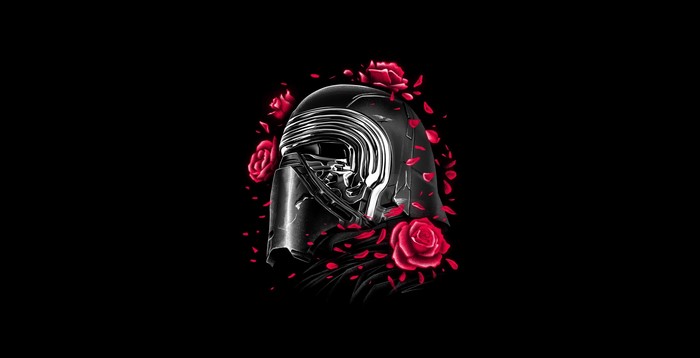 Kylo Ren helmet with red roses artwork