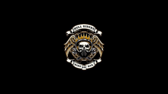 Hell Riders skull with wings and crown