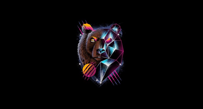 4K Geometric Bear Artwork