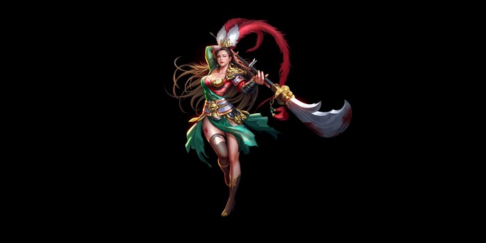 Fantasy warrior woman with a large weapon