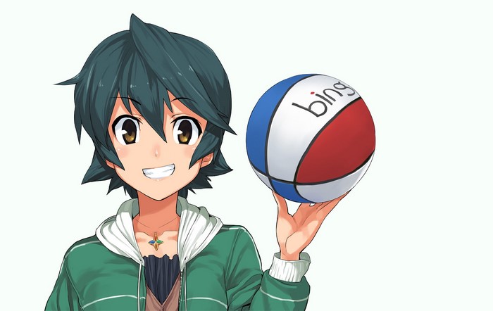Nanao from Windows 8 OS-tan holding a Bing ball