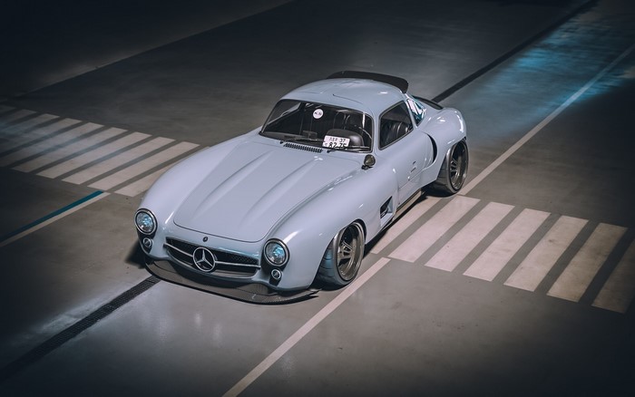 Light blue Mercedes-Benz 300 SL Gullwing render