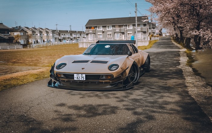 Modified Lamborghini Miura with widebody kit