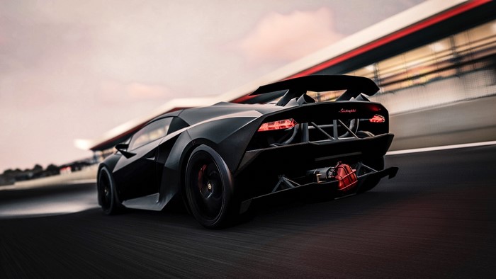 Black Lamborghini Aventador on a Racetrack