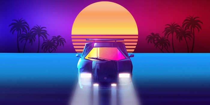 Lamborghini Countach on a Retrowave Sunset