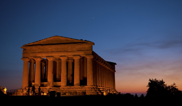 Temple of Concordia at sunset in Agrigento, Sicily