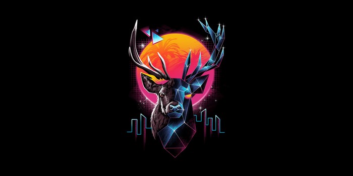 4K Deer Artwork with Geometric Antlers