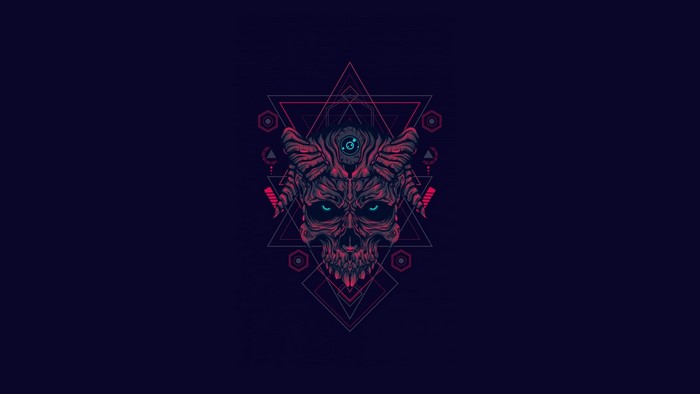 Demonic Skull with Geometric Patterns