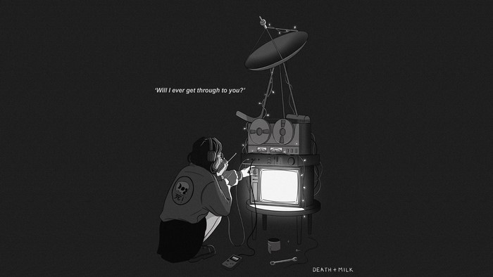 Illustration of a person with a TV and satellite dish
