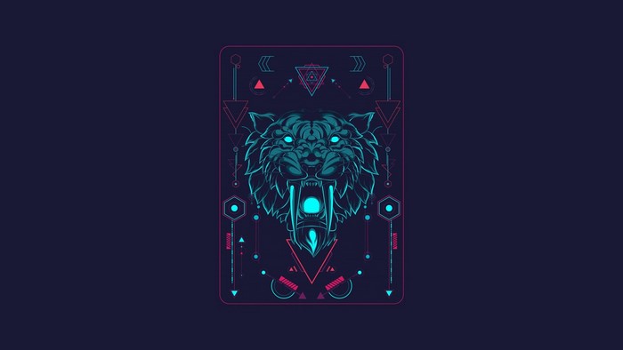 Geometric Saber-Toothed Tiger Artwork