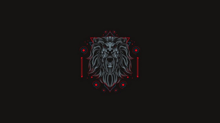 Minimalist Lion Artwork with Geometric Patterns
