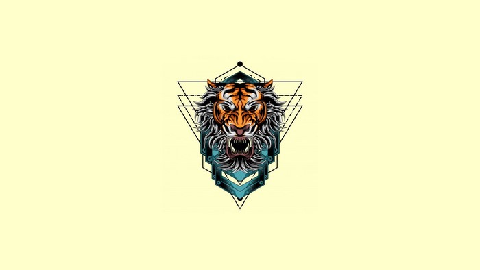 Tiger head with geometric patterns