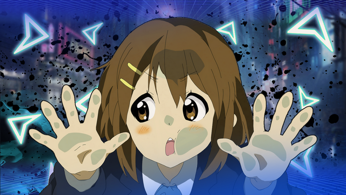 Anime girl with hands up