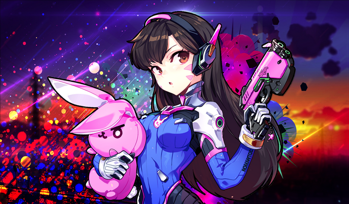 D.Va from Overwatch with Plush Bunny