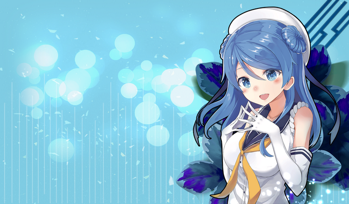 Anime girl with blue hair and sailor uniform