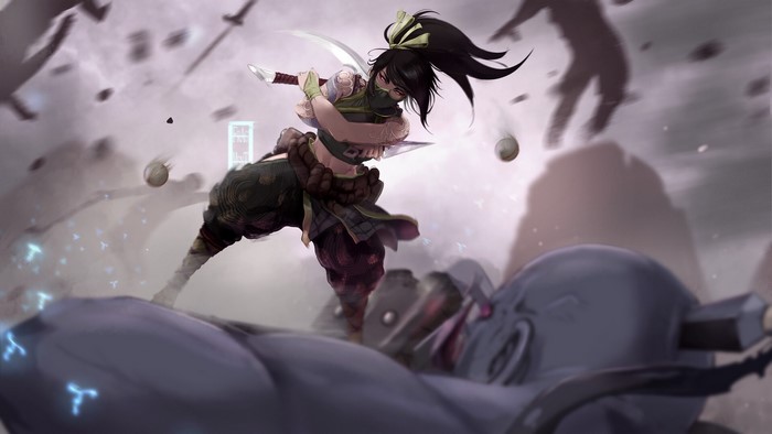 Akali from League of Legends in combat
