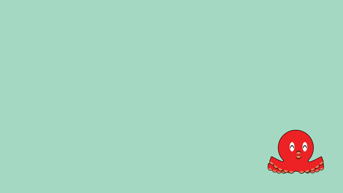 Red octopus on a teal background