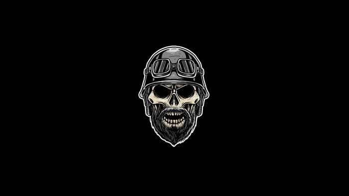 Skull with helmet and beard