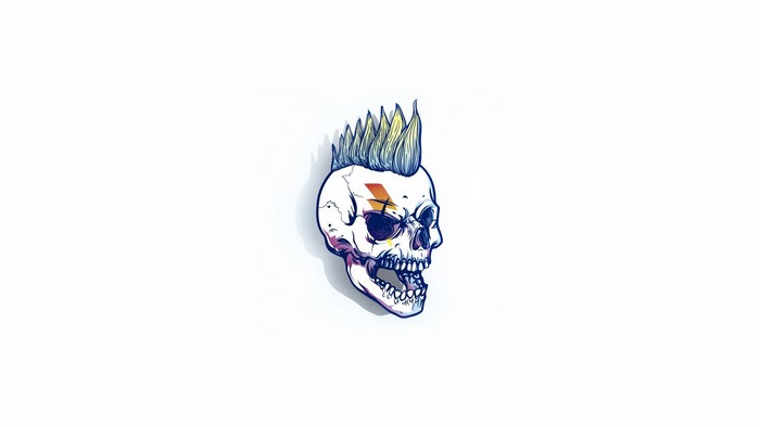 Skull with Mohawk and Lightning Bolt