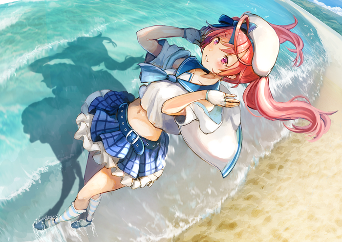 Saratoga from Azur Lane on a beach