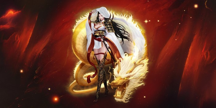 Fantasy girl with dragon