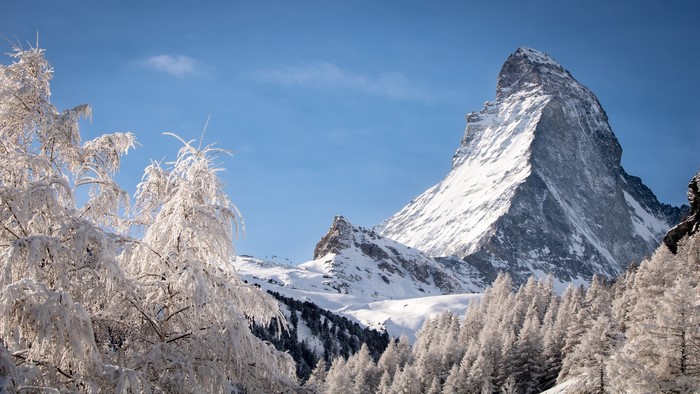 Matterhorn mountain in Switzerland during winter