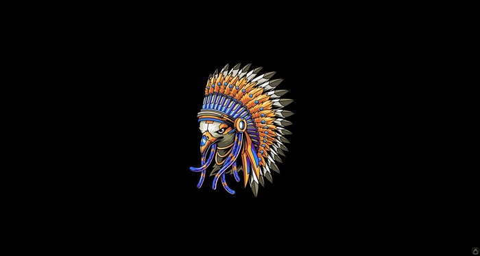 Eagle wearing a Native American headdress