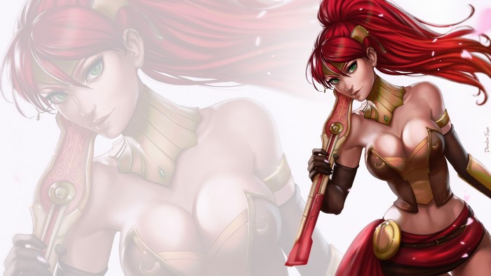 Pyrrha Nikos from RWBY holding a gun