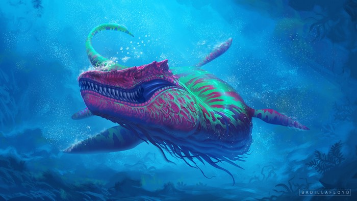 Fantasy art of a colorful sea creature
