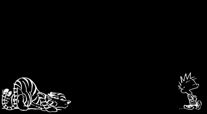 Calvin and Hobbes in monochrome