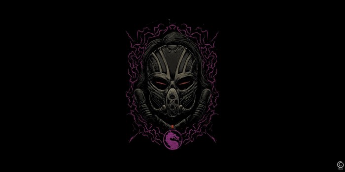 Scorpion from Mortal Kombat with purple lightning