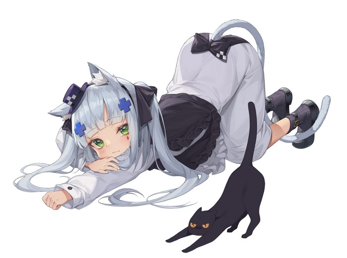 HK416 from Girls Frontline with a black cat
