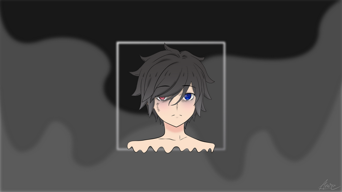Anime boy with heterochromia and scars