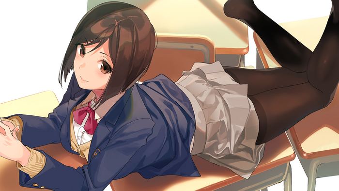 Miru Tights Anime Girl in School Uniform