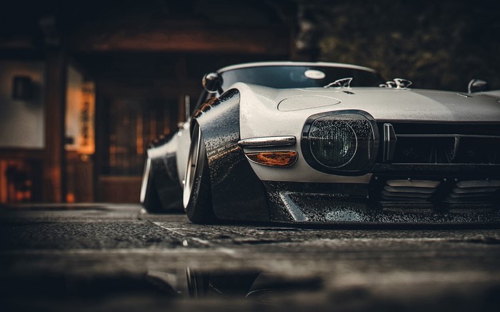 Toyota 2000GT with pop-up headlights, digital art