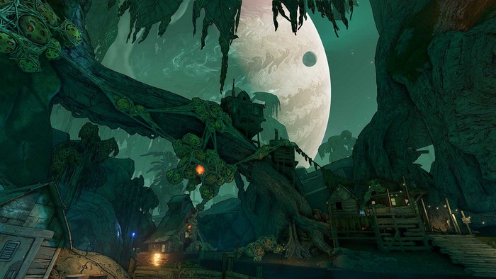 Borderlands 3 alien planet landscape with structures