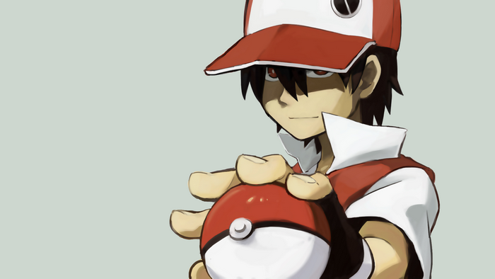 Red from Pokémon holding a Poké Ball