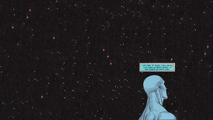 Dr. Manhattan from Watchmen in space