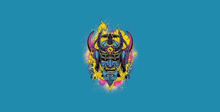 Blue Oni Samurai Mask Artwork