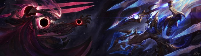 Aatrox and Pantheon from League of Legends