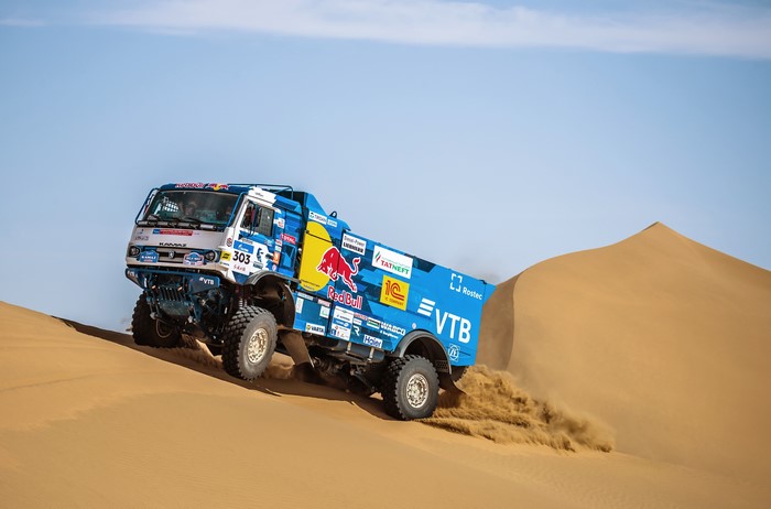 Kamaz truck racing in the desert