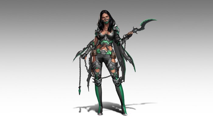 Fantasy girl with daggers and chains
