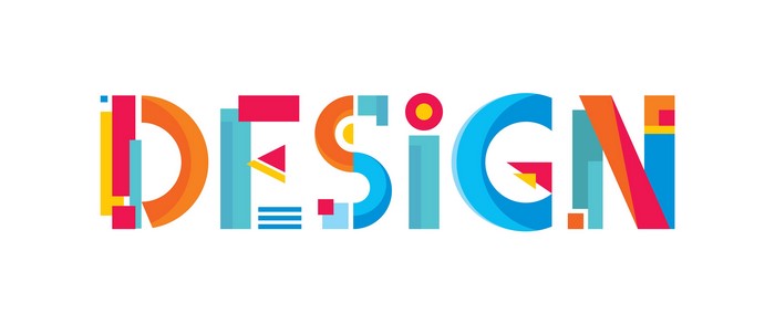 Colorful abstract typography spelling DESIGN
